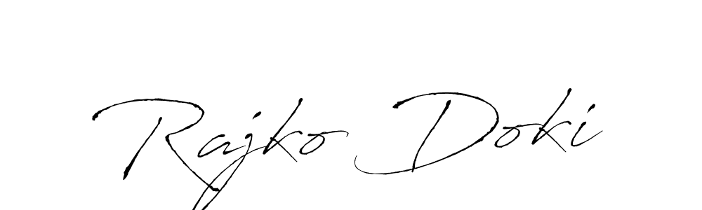 Similarly Antro_Vectra is the best handwritten signature design. Signature creator online .You can use it as an online autograph creator for name Rajko Doki. Rajko Doki signature style 6 images and pictures png