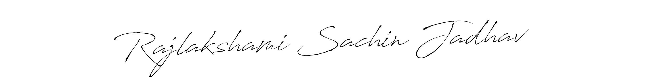 The best way (Antro_Vectra) to make a short signature is to pick only two or three words in your name. The name Rajlakshami Sachin Jadhav include a total of six letters. For converting this name. Rajlakshami Sachin Jadhav signature style 6 images and pictures png