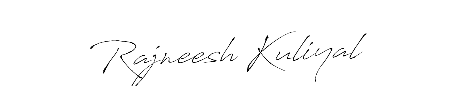 Make a beautiful signature design for name Rajneesh Kuliyal. With this signature (Antro_Vectra) style, you can create a handwritten signature for free. Rajneesh Kuliyal signature style 6 images and pictures png