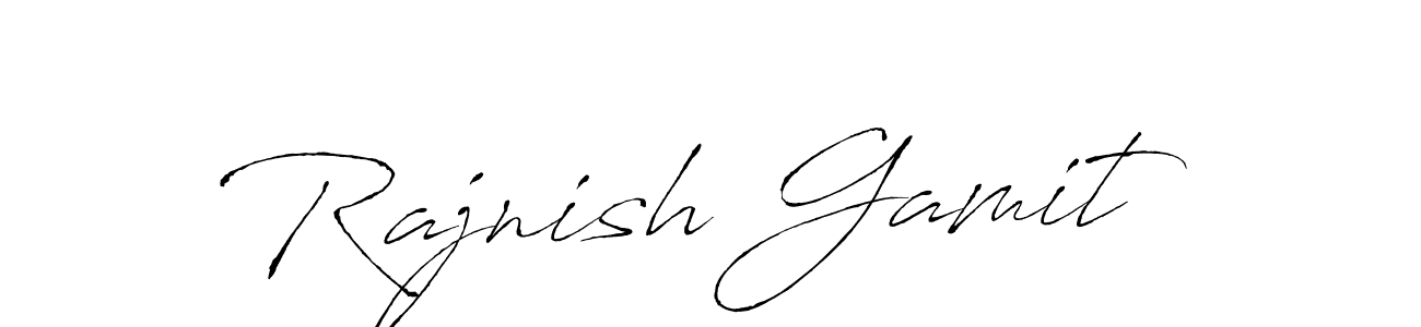 How to make Rajnish Gamit name signature. Use Antro_Vectra style for creating short signs online. This is the latest handwritten sign. Rajnish Gamit signature style 6 images and pictures png