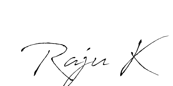 The best way (Antro_Vectra) to make a short signature is to pick only two or three words in your name. The name Raju K include a total of six letters. For converting this name. Raju K signature style 6 images and pictures png