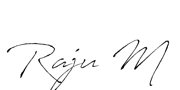 Make a beautiful signature design for name Raju M. With this signature (Antro_Vectra) style, you can create a handwritten signature for free. Raju M signature style 6 images and pictures png