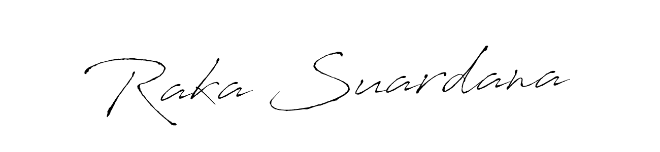 Make a beautiful signature design for name Raka Suardana. With this signature (Antro_Vectra) style, you can create a handwritten signature for free. Raka Suardana signature style 6 images and pictures png