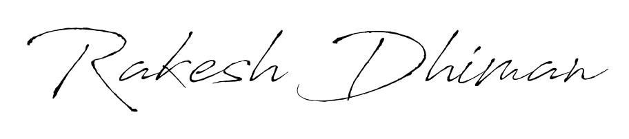 Try this chic Rakesh Dhiman handwritten sign style. Using Antro_Vectra font elements, it gives your name a sleek, memorable identity. Rakesh Dhiman signature style 6 images and pictures png