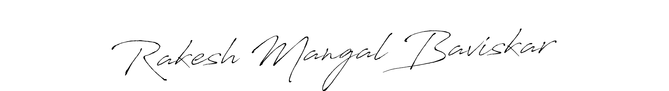 Antro_Vectra is a professional signature style that is perfect for those who want to add a touch of class to their signature. It is also a great choice for those who want to make their signature more unique. Get Rakesh Mangal Baviskar name to fancy signature for free. Rakesh Mangal Baviskar signature style 6 images and pictures png