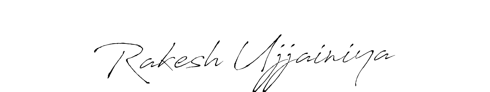 How to make Rakesh Ujjainiya name signature. Use Antro_Vectra style for creating short signs online. This is the latest handwritten sign. Rakesh Ujjainiya signature style 6 images and pictures png