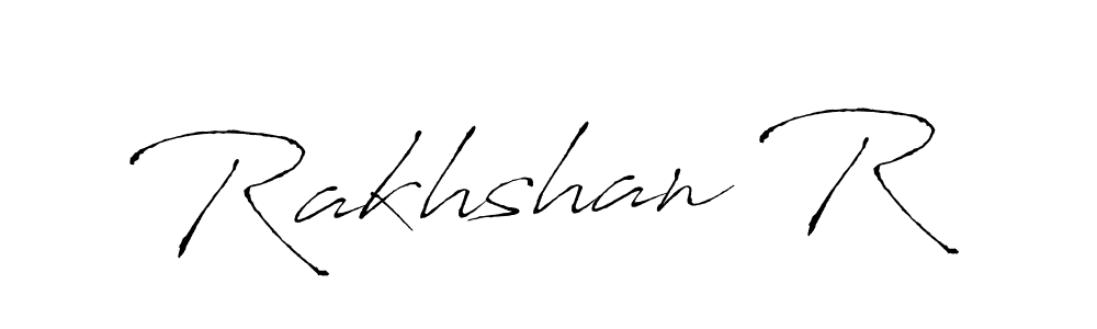 The best way (Antro_Vectra) to make a short signature is to pick only two or three words in your name. The name Rakhshan R include a total of six letters. For converting this name. Rakhshan R signature style 6 images and pictures png