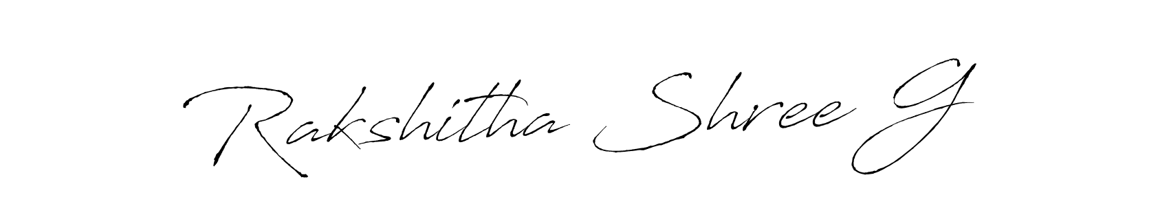 Create a beautiful signature design for name Rakshitha Shree G. With this signature (Antro_Vectra) fonts, you can make a handwritten signature for free. Rakshitha Shree G signature style 6 images and pictures png