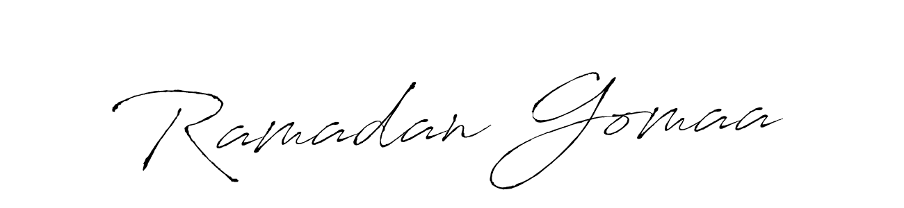 Similarly Antro_Vectra is the best handwritten signature design. Signature creator online .You can use it as an online autograph creator for name Ramadan Gomaa. Ramadan Gomaa signature style 6 images and pictures png