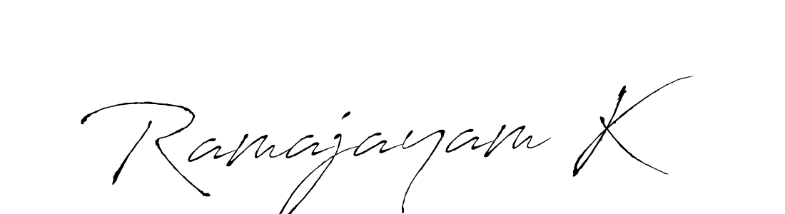 Antro_Vectra is a professional signature style that is perfect for those who want to add a touch of class to their signature. It is also a great choice for those who want to make their signature more unique. Get Ramajayam K name to fancy signature for free. Ramajayam K signature style 6 images and pictures png