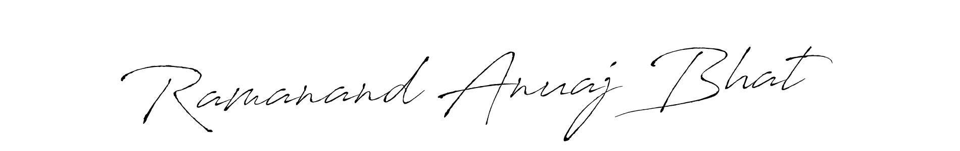 Antro_Vectra is a professional signature style that is perfect for those who want to add a touch of class to their signature. It is also a great choice for those who want to make their signature more unique. Get Ramanand Anuaj Bhat name to fancy signature for free. Ramanand Anuaj Bhat signature style 6 images and pictures png