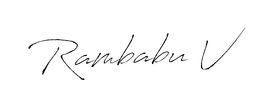 Use a signature maker to create a handwritten signature online. With this signature software, you can design (Antro_Vectra) your own signature for name Rambabu V. Rambabu V signature style 6 images and pictures png