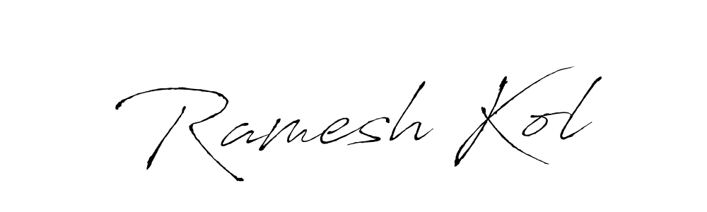 How to make Ramesh Kol name signature. Use Antro_Vectra style for creating short signs online. This is the latest handwritten sign. Ramesh Kol signature style 6 images and pictures png