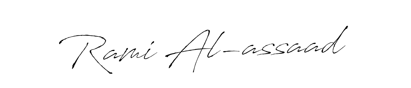 How to make Rami Al-assaad name signature. Use Antro_Vectra style for creating short signs online. This is the latest handwritten sign. Rami Al-assaad signature style 6 images and pictures png