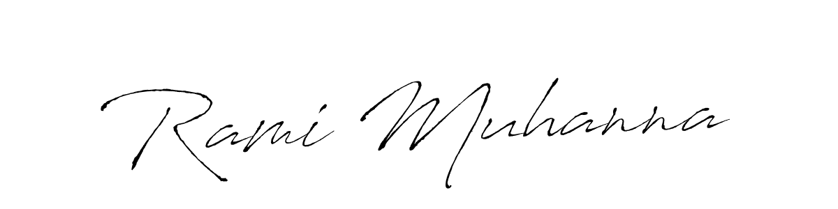 How to make Rami Muhanna name signature. Use Antro_Vectra style for creating short signs online. This is the latest handwritten sign. Rami Muhanna signature style 6 images and pictures png