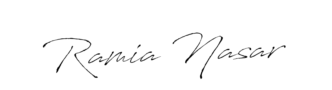 Antro_Vectra is a professional signature style that is perfect for those who want to add a touch of class to their signature. It is also a great choice for those who want to make their signature more unique. Get Ramia Nasar name to fancy signature for free. Ramia Nasar signature style 6 images and pictures png