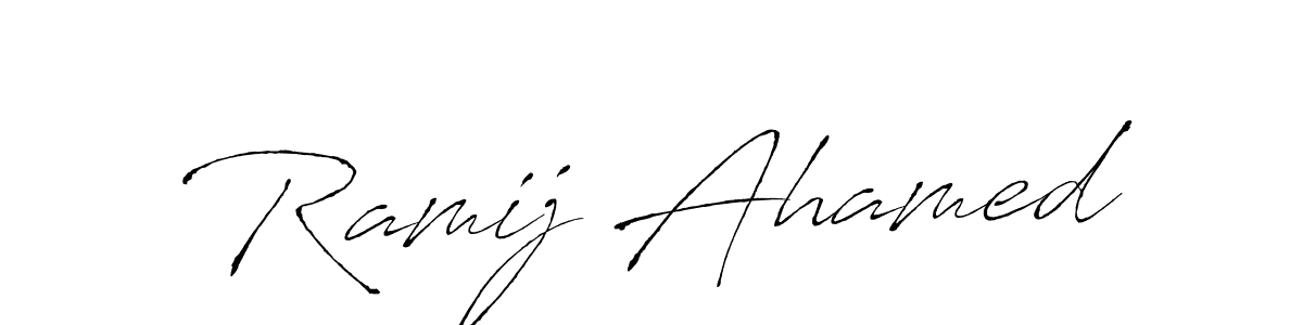 The best way (Antro_Vectra) to make a short signature is to pick only two or three words in your name. The name Ramij Ahamed include a total of six letters. For converting this name. Ramij Ahamed signature style 6 images and pictures png