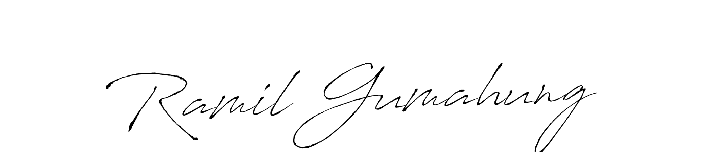 Design your own signature with our free online signature maker. With this signature software, you can create a handwritten (Antro_Vectra) signature for name Ramil Gumahung. Ramil Gumahung signature style 6 images and pictures png