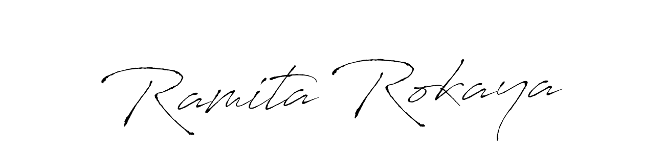 How to make Ramita Rokaya name signature. Use Antro_Vectra style for creating short signs online. This is the latest handwritten sign. Ramita Rokaya signature style 6 images and pictures png