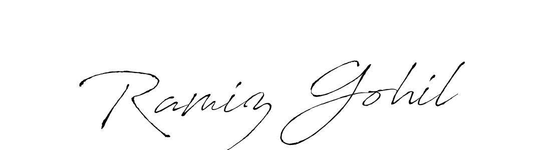 Ramiz Gohil stylish signature style. Best Handwritten Sign (Antro_Vectra) for my name. Handwritten Signature Collection Ideas for my name Ramiz Gohil. Ramiz Gohil signature style 6 images and pictures png