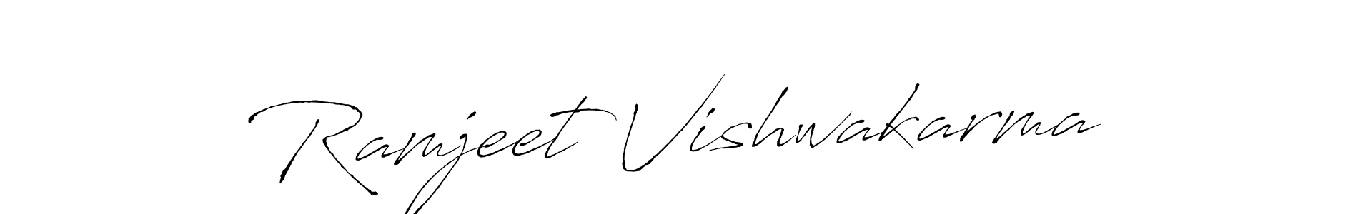 How to make Ramjeet Vishwakarma signature? Antro_Vectra is a professional autograph style. Create handwritten signature for Ramjeet Vishwakarma name. Ramjeet Vishwakarma signature style 6 images and pictures png