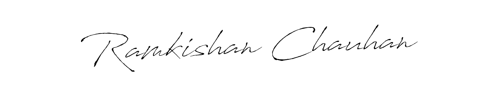 How to make Ramkishan Chauhan name signature. Use Antro_Vectra style for creating short signs online. This is the latest handwritten sign. Ramkishan Chauhan signature style 6 images and pictures png