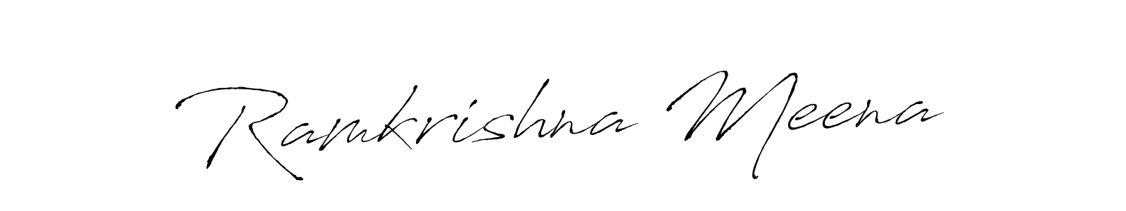 How to make Ramkrishna Meena name signature. Use Antro_Vectra style for creating short signs online. This is the latest handwritten sign. Ramkrishna Meena signature style 6 images and pictures png