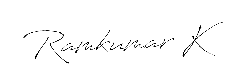 Similarly Antro_Vectra is the best handwritten signature design. Signature creator online .You can use it as an online autograph creator for name Ramkumar K. Ramkumar K signature style 6 images and pictures png