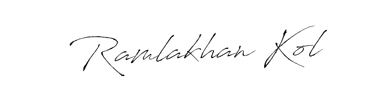 The best way (Antro_Vectra) to make a short signature is to pick only two or three words in your name. The name Ramlakhan Kol include a total of six letters. For converting this name. Ramlakhan Kol signature style 6 images and pictures png