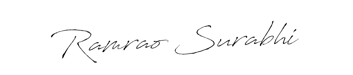 This is the best signature style for the Ramrao Surabhi name. Also you like these signature font (Antro_Vectra). Mix name signature. Ramrao Surabhi signature style 6 images and pictures png