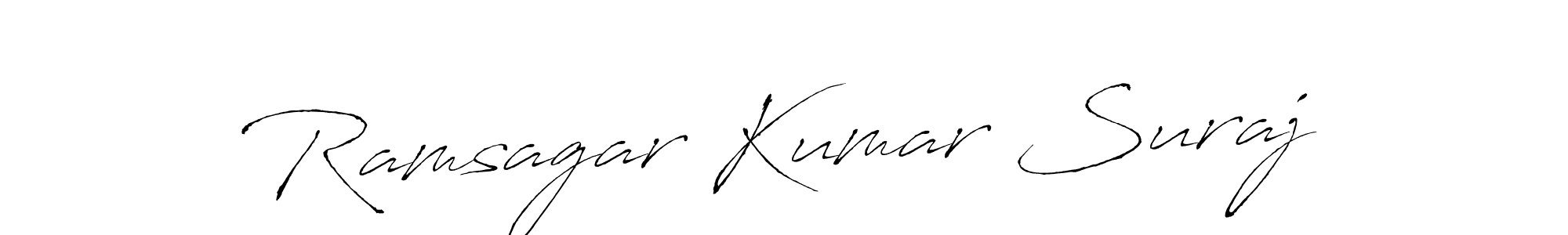 The best way (Antro_Vectra) to make a short signature is to pick only two or three words in your name. The name Ramsagar Kumar Suraj include a total of six letters. For converting this name. Ramsagar Kumar Suraj signature style 6 images and pictures png