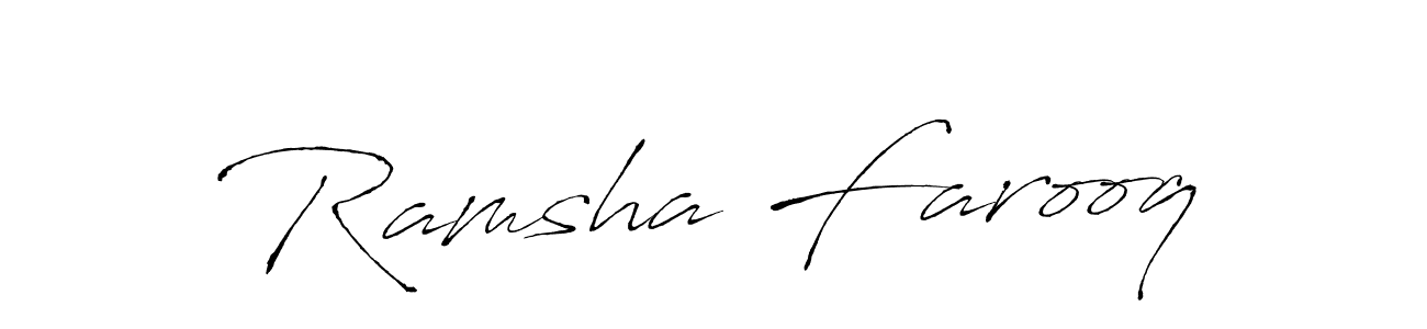 Antro_Vectra is a professional signature style that is perfect for those who want to add a touch of class to their signature. It is also a great choice for those who want to make their signature more unique. Get Ramsha Farooq name to fancy signature for free. Ramsha Farooq signature style 6 images and pictures png