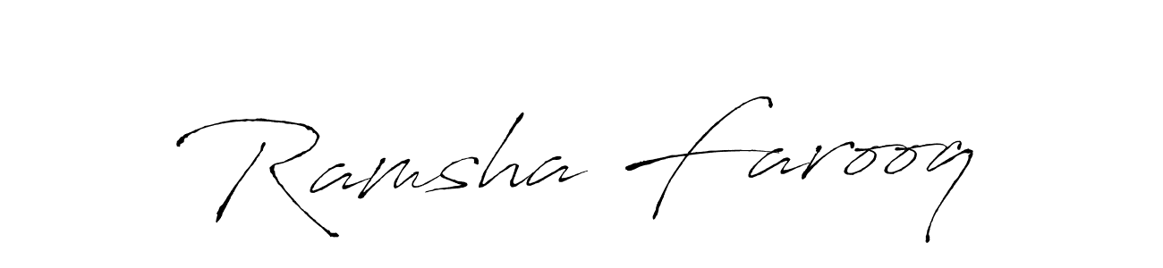 Antro_Vectra is a professional signature style that is perfect for those who want to add a touch of class to their signature. It is also a great choice for those who want to make their signature more unique. Get Ramsha Farooq name to fancy signature for free. Ramsha Farooq signature style 6 images and pictures png