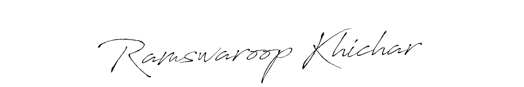 This is the best signature style for the Ramswaroop Khichar name. Also you like these signature font (Antro_Vectra). Mix name signature. Ramswaroop Khichar signature style 6 images and pictures png