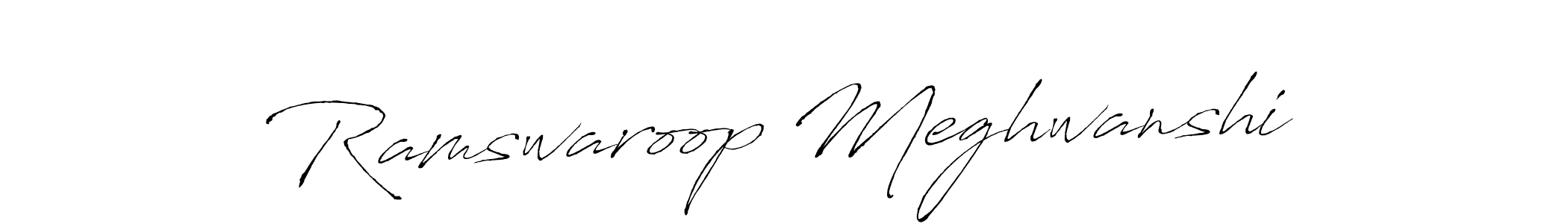 The best way (Antro_Vectra) to make a short signature is to pick only two or three words in your name. The name Ramswaroop Meghwanshi include a total of six letters. For converting this name. Ramswaroop Meghwanshi signature style 6 images and pictures png