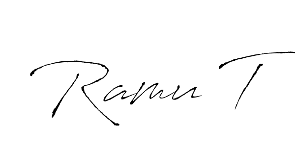 Similarly Antro_Vectra is the best handwritten signature design. Signature creator online .You can use it as an online autograph creator for name Ramu T. Ramu T signature style 6 images and pictures png