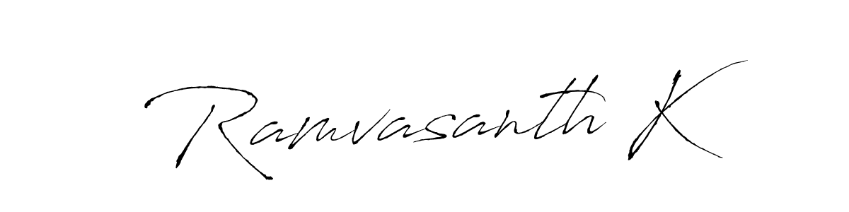 if you are searching for the best signature style for your name Ramvasanth K. so please give up your signature search. here we have designed multiple signature styles  using Antro_Vectra. Ramvasanth K signature style 6 images and pictures png