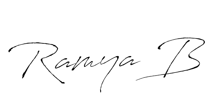 Design your own signature with our free online signature maker. With this signature software, you can create a handwritten (Antro_Vectra) signature for name Ramya B. Ramya B signature style 6 images and pictures png