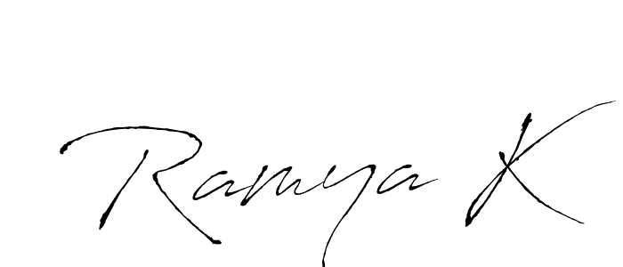 How to make Ramya K signature? Antro_Vectra is a professional autograph style. Create handwritten signature for Ramya K name. Ramya K signature style 6 images and pictures png