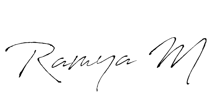 Similarly Antro_Vectra is the best handwritten signature design. Signature creator online .You can use it as an online autograph creator for name Ramya M. Ramya M signature style 6 images and pictures png