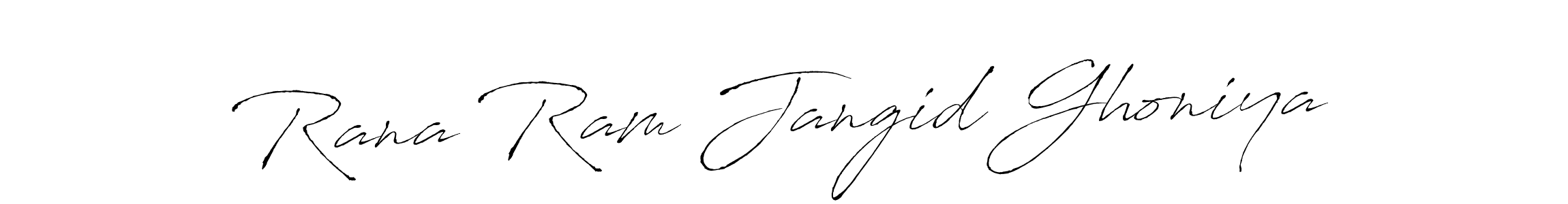 How to make Rana Ram Jangid Ghoniya name signature. Use Antro_Vectra style for creating short signs online. This is the latest handwritten sign. Rana Ram Jangid Ghoniya signature style 6 images and pictures png