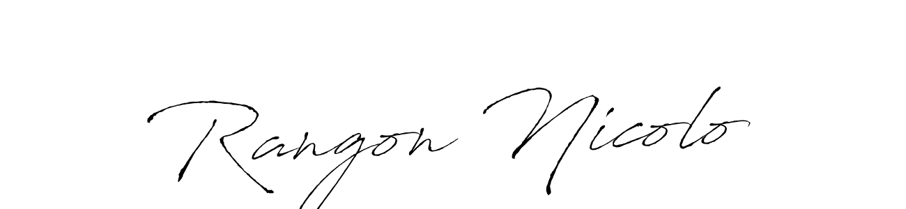 This is the best signature style for the Rangon Nicolo name. Also you like these signature font (Antro_Vectra). Mix name signature. Rangon Nicolo signature style 6 images and pictures png