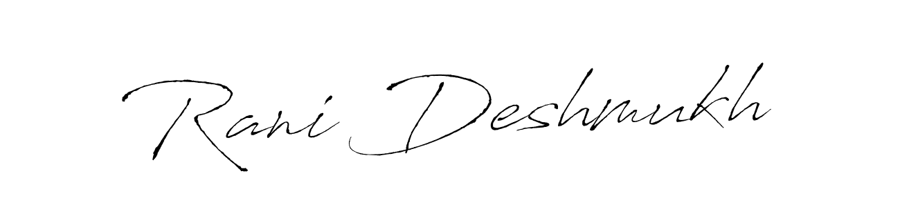 How to make Rani Deshmukh signature? Antro_Vectra is a professional autograph style. Create handwritten signature for Rani Deshmukh name. Rani Deshmukh signature style 6 images and pictures png