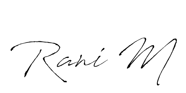 Antro_Vectra is a professional signature style that is perfect for those who want to add a touch of class to their signature. It is also a great choice for those who want to make their signature more unique. Get Rani M name to fancy signature for free. Rani M signature style 6 images and pictures png