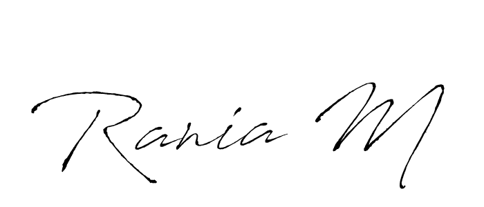 Similarly Antro_Vectra is the best handwritten signature design. Signature creator online .You can use it as an online autograph creator for name Rania M. Rania M signature style 6 images and pictures png