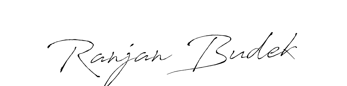 How to make Ranjan Budek name signature. Use Antro_Vectra style for creating short signs online. This is the latest handwritten sign. Ranjan Budek signature style 6 images and pictures png