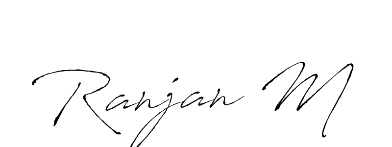 How to make Ranjan M name signature. Use Antro_Vectra style for creating short signs online. This is the latest handwritten sign. Ranjan M signature style 6 images and pictures png