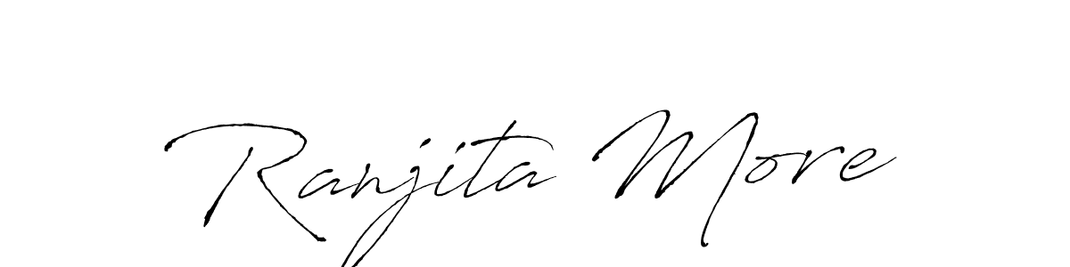 How to make Ranjita More name signature. Use Antro_Vectra style for creating short signs online. This is the latest handwritten sign. Ranjita More signature style 6 images and pictures png