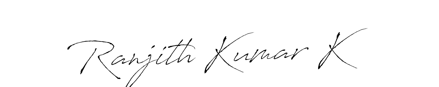 How to make Ranjith Kumar K name signature. Use Antro_Vectra style for creating short signs online. This is the latest handwritten sign. Ranjith Kumar K signature style 6 images and pictures png