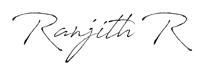 Personalize your online presence with Ranjith R signature rendered in elegant Antro_Vectra font. Great for website footers and blogs. Ranjith R signature style 6 images and pictures png